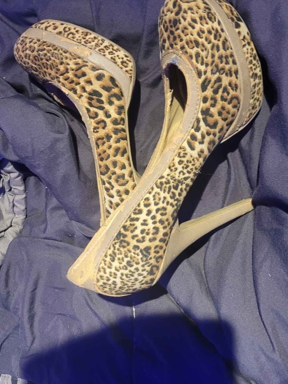 Leopard Print Platform Pumps - Women Shoes